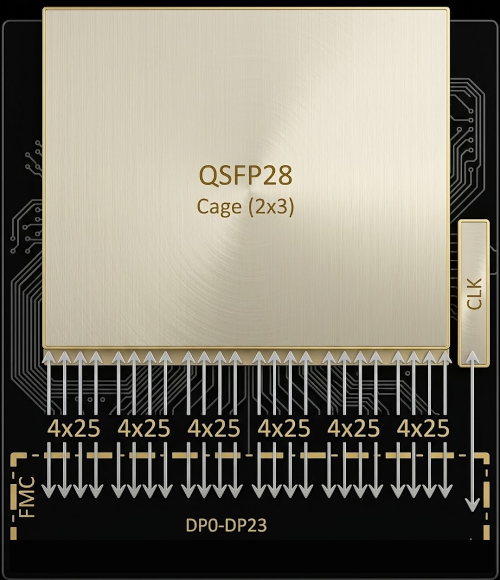 6-port QSFP28 (6x100G) FMC+ Module