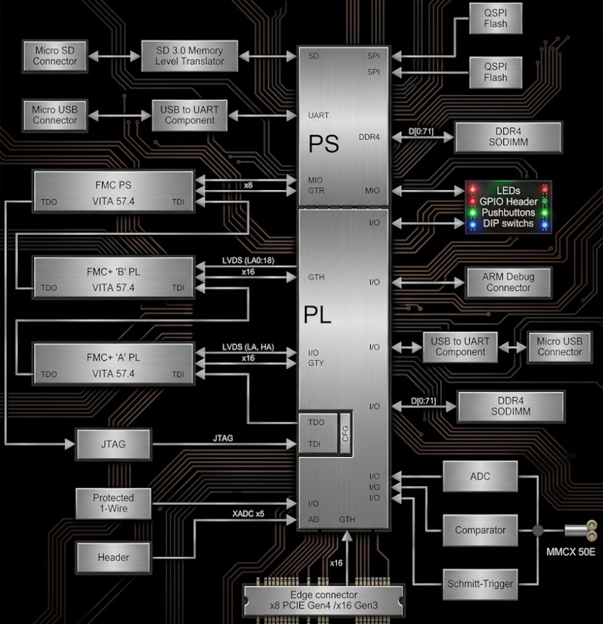 Xilinx ZYNQ UltraScale+ PCIe Board with 32GB DDR4