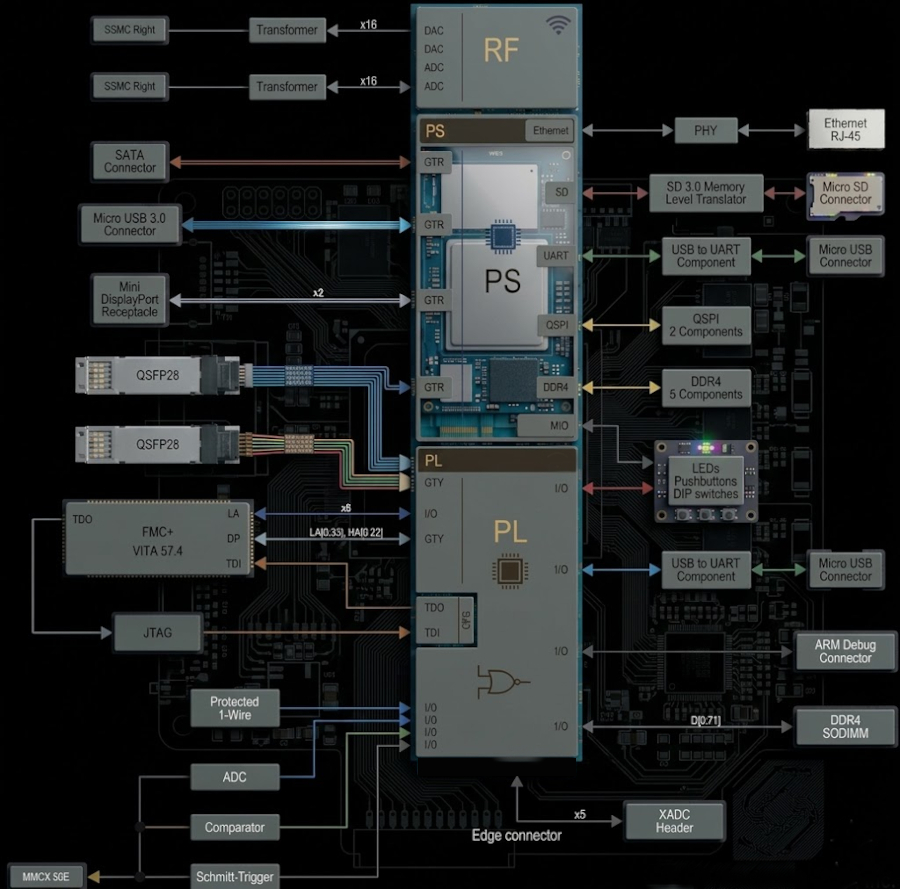 AMD x16 ADC / X16 DAC ZYNQ UltraScale+ RFSoC Development Board