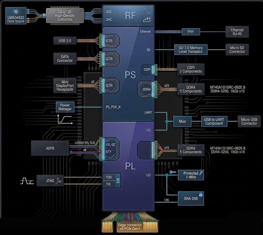 Half-size PCIE ZYNQ UltraScale+ RFSoC Board