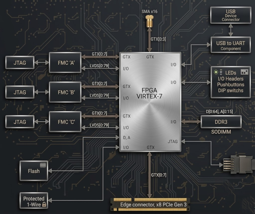 Xilinx Virtex 7 V2000T Development Board